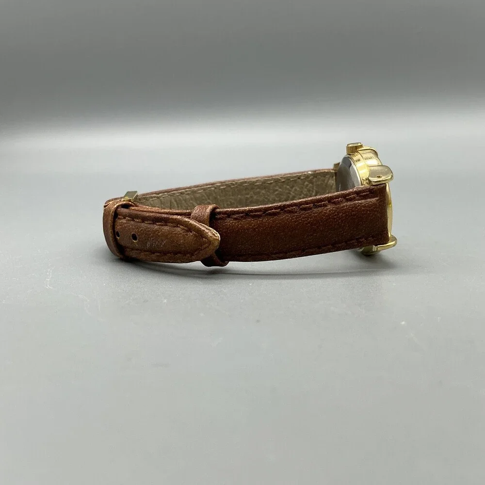 Watch-it! Womens Watch 24mm Cream Dial Gold Tone Brown Leather New Battery